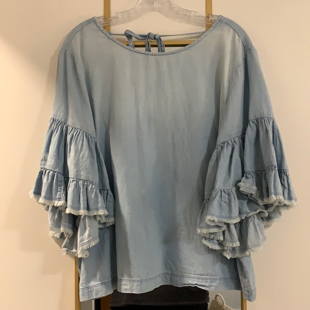 Melrose & Market Denim Ruffle Top